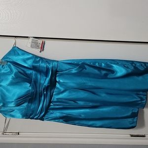 Short Charmeuse Dress with Ruched Waist and PocketDAVID'S BRIDAL in Malibu color